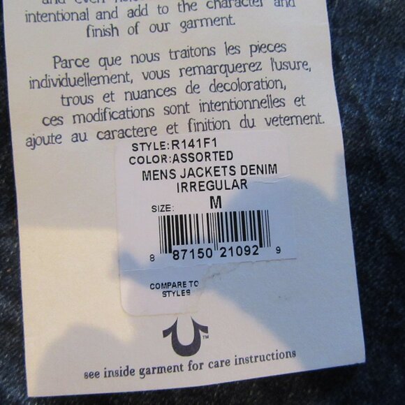 NWT TRUE RELIGION JIMMY SUPER T DENIM JACKET/IRREGULAR/SIZE MEDIUM! - Picture 11 of 11